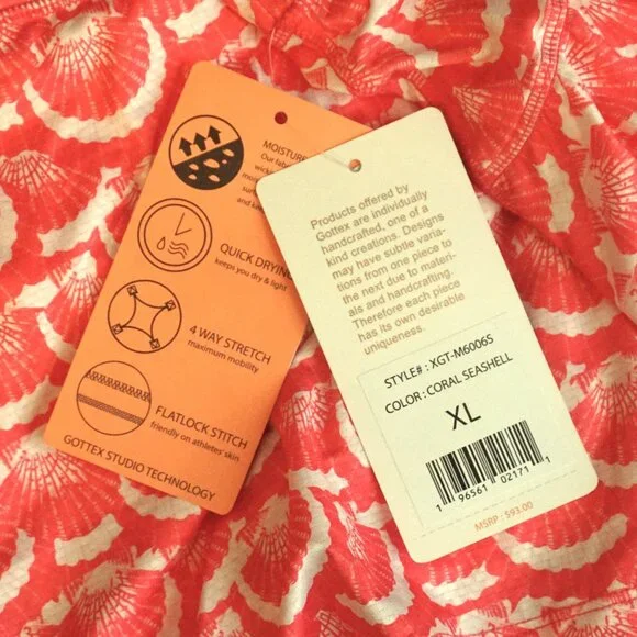 Gottex Golf & Tennis Athletic Skort Coral Seashell Print Women’s XL